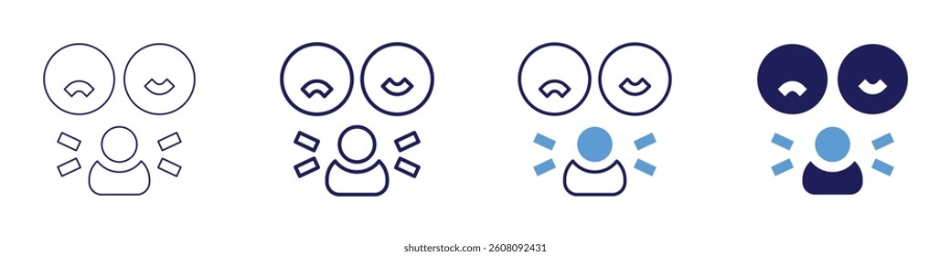 Feedback judgment icon in 4 different styles. Thin Line, Line, Bold Line, Duotone. Duotone style. Editable stroke.v