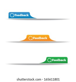 Feedback labels. Feedback tags on the page. Feedback tab. Speech bubble. Vector illustration.