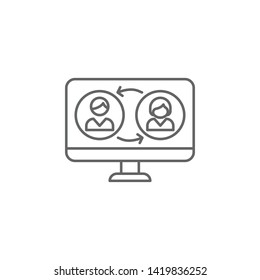feedback laptop friendship outline icon. Elements of friendship line icon. Signs, symbols and vectors can be used for web, logo, mobile app, UI, UX