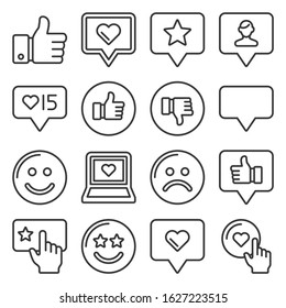 Feedback and Like Icons Set. Line Style Vector