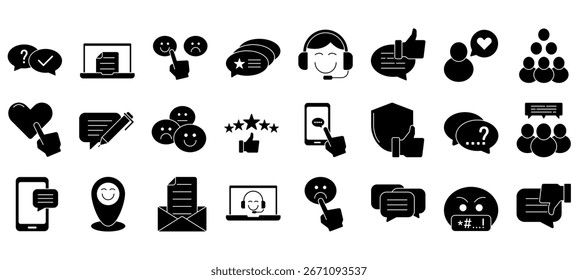 Conjunto de iconos editables de línea de Comentarios. Ilustración vectorial en iconos modernos de estilo de línea delgada aislados sobre fondo transparente.	