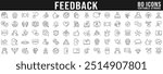 Feedback line icon big set. Review, like, customer, message, chat, comment etc. Editable stroke