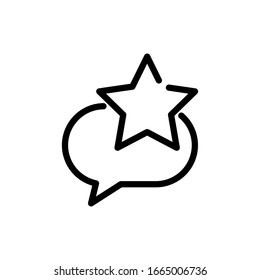 Feedback line icon. Customer and user review symbol with speech bubble and star isolated on white. Editable stroke. Product rating vector illustration for web site, design, app, ad, social media