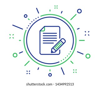 Feedback line icon. Page with pencil sign. Copywriting symbol. Quality design elements. Technology article button. Editable stroke. Vector