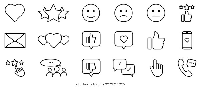 Feedback line icons set. Symbol for website design, logo, app, UI. Vector illustration, EPS10