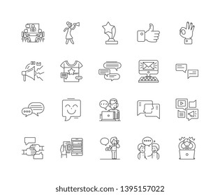 Feedback line icons, signs, vector set, outline illustration concept 