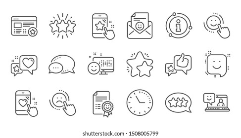 Feedback line icons. User Opinion, Customer service and Star Rating. Customer satisfaction linear icon set. Quality line set. Vector