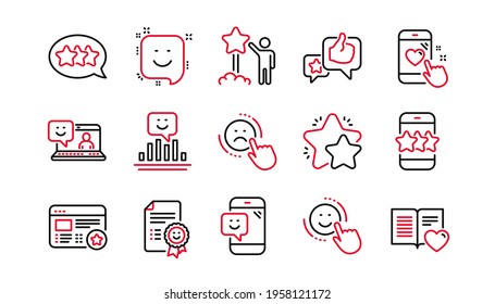 Feedback line icons. User Opinion, Customer service and Star Rating. Customer satisfaction linear icon set. Linear set. Quality line set. Vector