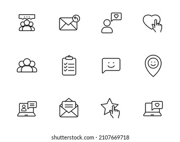feedback line vector icons isolated on white. feedback outline icon set for web and ui design, mobile apps and print polygraphy