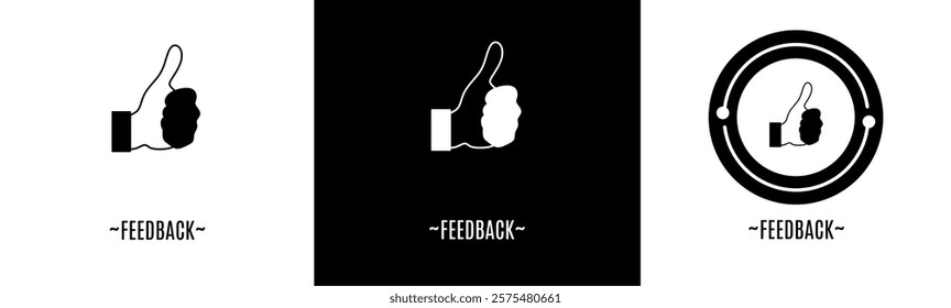Feedback logo set. Collection of black logos. Stock vector.