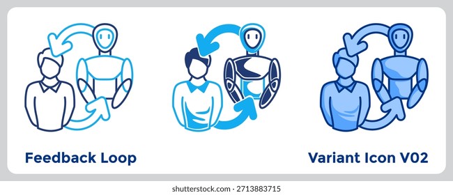 O Feedback Loop promove melhores resultados de aprendizagem com feedback contínuo e bidirecional entre os alunos e os sistemas de IA. Azul, Dualino, Dualtone estilo.
