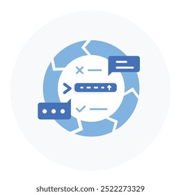 Feedback Loop Integration Icon. Representing AI Feedback Systems. Continuous Improvement. System Feedback Integration. User Feedback Loop. Vector Editable icon.