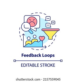 Feedback loops concept icon. Complaints and suggestions. Solving for customer needs abstract idea thin line illustration. Isolated outline drawing. Editable stroke. Arial, Myriad Pro-Bold fonts used
