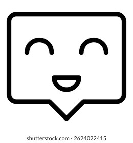 Feedback message icon outline vector. Happy smile. Satisfaction level