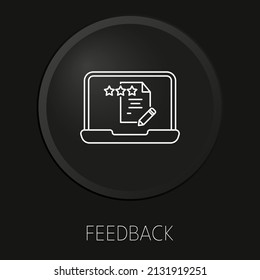 Icono mínimo de la línea vectorial en el botón 3D aislado en el fondo negro. Vector Premium.