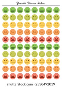 Feedback mood faces printable planner stickers colored flat icons