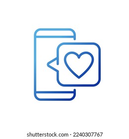 Feedback on social media pixel perfect gradient linear vector icon. Positive reaction to product. Responding to post. Thin line color symbol. Modern style pictogram. Vector isolated outline drawing