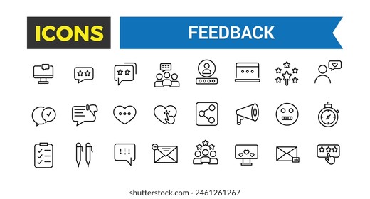 Colección de iconos de esquema de Comentarios. Web y conjunto de iconos de IU.