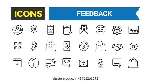 Feedback Outline Icon Collection. Web and UI icons set.