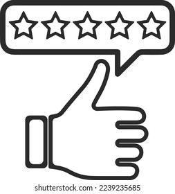 Feedback outline icon, five star ratings icon black vector