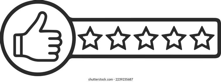 Feedback outline icon, five star ratings icon black vector