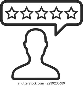 Feedback outline icon, five star ratings icon black vector