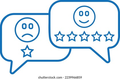 Feedback outline icon, positive feedback icon blue vector
