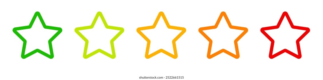 Feedback positive to negative star rating. Quality satisfaction concept. Achievement award survey reputation review satisfaction score symbol.	
