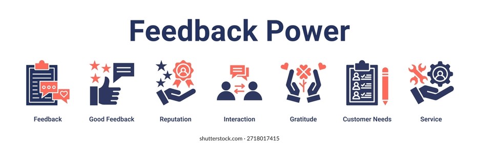 Feedback Power banner web icon vector illustration concept for education with icon of Feedback, Good Feedback, Reputation, Interaction, Gratitude, Customer Needs, Service.