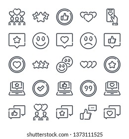 Feedback and Rating bold line icon set. Survey linear icons. Review and  rating outline vector sign collection.