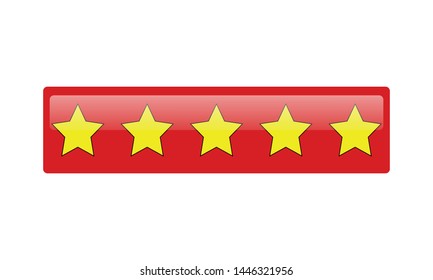 Feedback Rating Button Icon Stars Red Gold