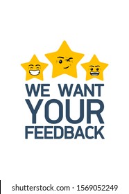 feedback rating emoji stars. Flat design Online Review. Customer reviews, emoticon rating, classification concept. Emoji rating system Vector Illustration. Enjoying app. Rate us vector illustration.