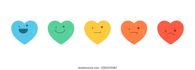 Feedback-Bewertung Emotionen Gesicht Vektorsymbol. Diese Symbole können auf Zufriedenheitsmessern und als Rückmeldung der Befragten verwendet werden.