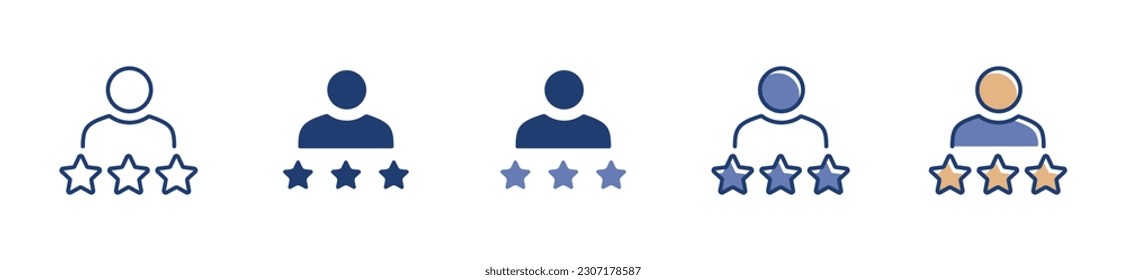 Feedback rating icon with star review service symbol for best quality marketing support satisfaction evaluation illustration signs