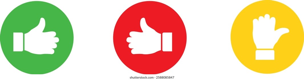 Feedback and Rating Icons – Thumbs Up and Down Set with Green and Red Circle Design