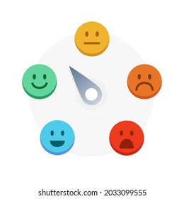 Feedback rating level emoji sign concept, satisfaction, comment client, review and evaluation of service or good, pain measurement scale. Vector Illustration 10 eps
