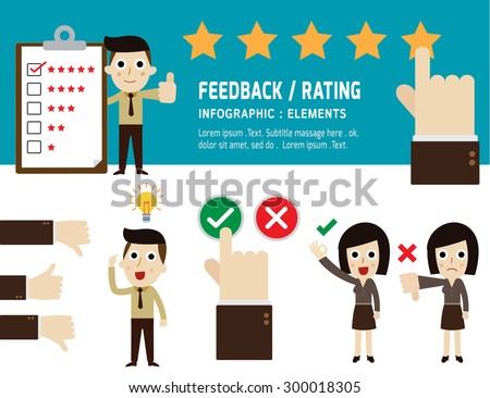 feedback and rating on customer service. infographic elements. business concept. flat icons vector illustration.