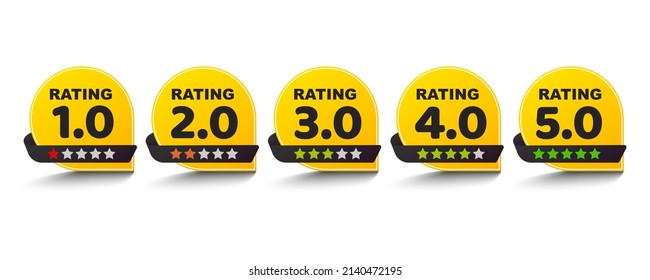 Feedback or Rating. Rank, level of satisfaction rating. Five stars banner set. Customer product rating review. 5 star rating icon. Vector