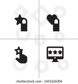 Feedback rating rate, favorite solid filled glyph icon set ransparent background