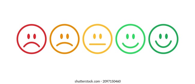Feedback, rating, satisfaction in form of emotions. Emoji faces set. Vector