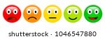 Feedback rating scale of red, orange, yellow and green emoticons, 3d Smiley icons in different colours.