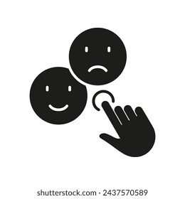 Feedback, Rating Silhouette Icon. Cursor Click For Vote In Social Media App Glyph Pictogram. Customer Satisfaction Symbol. Review Service Solid Sign. Isolated Vector Illustration.