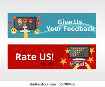 Feedback or Rating system illustration design template for web banner, graphics element, infographics element.