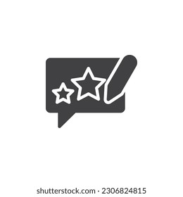 Feedback, rating  vector icon. filled flat sign for mobile concept and web design. Speech bubble with star and pen glyph icon. Symbol, logo illustration. Vector graphics