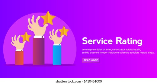 Feedback recognition concept Hand holding rating star
