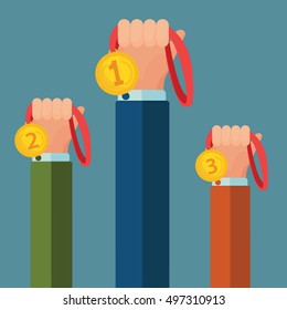Feedback recognition concept Hand holding coint vector