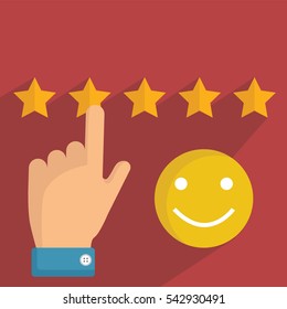 Feedback recognition concept. Hand holding rating star