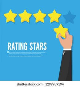 Feedback recognition. Rating stars. Flat design