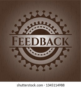 Feedback retro style wooden emblem