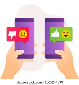 Feedback and review concept for customer satisfaction. User experience give vote review vector illustration